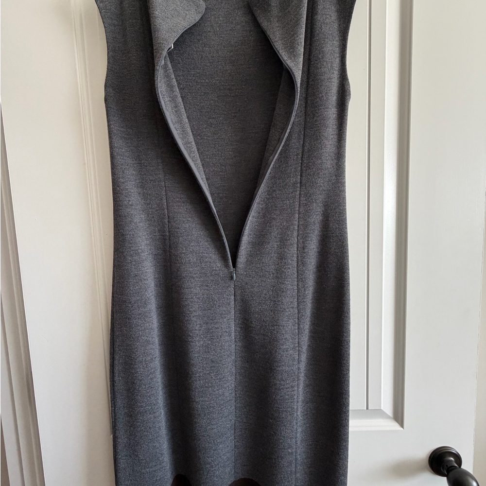 St. John Collection Gray/Brown color block hem Midi Dress - Picture 7 of 13